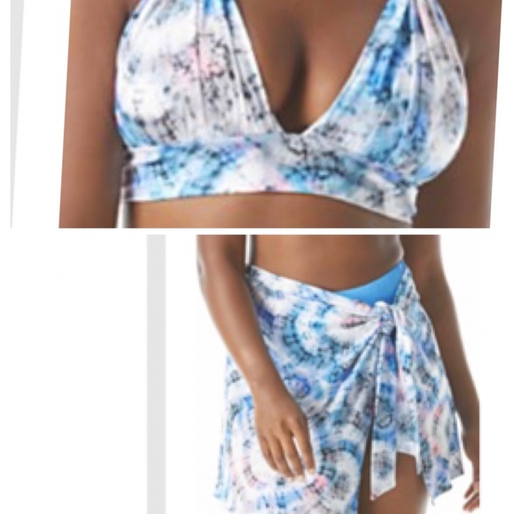 Coco Reef Other - Coco Reef Shapemaker  Halter Bikini Top and Printed Sarong Skirt Bikini Bottom
